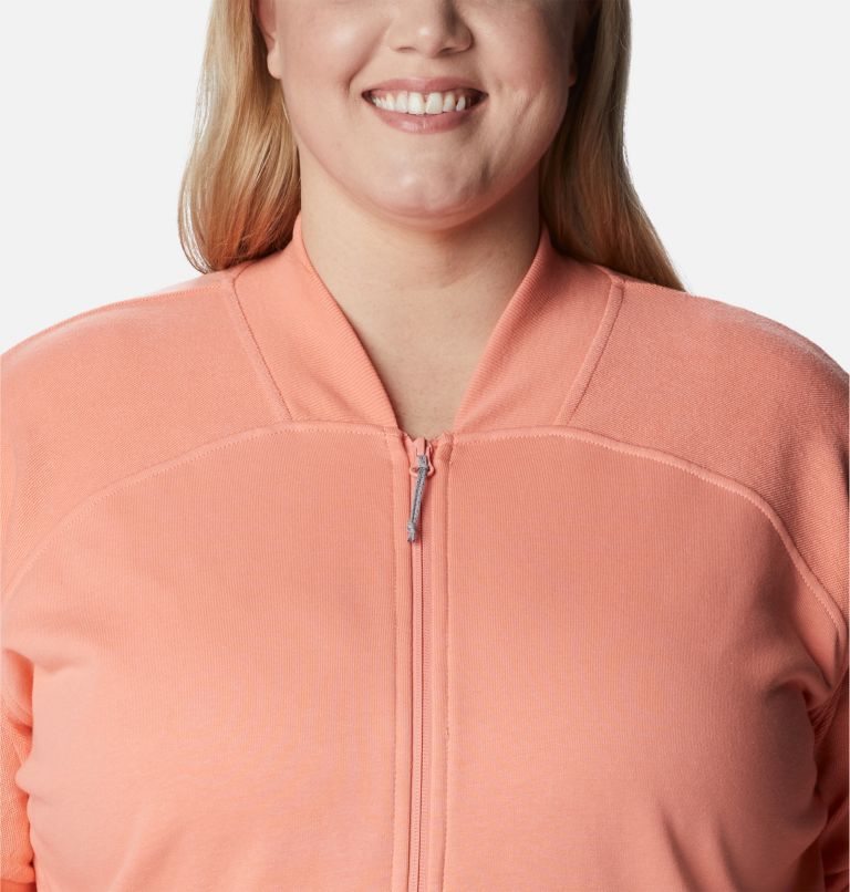 Women's Columbia Lodge French Terry Full Zip Jackets Coral | Plus Size CA-C85CA